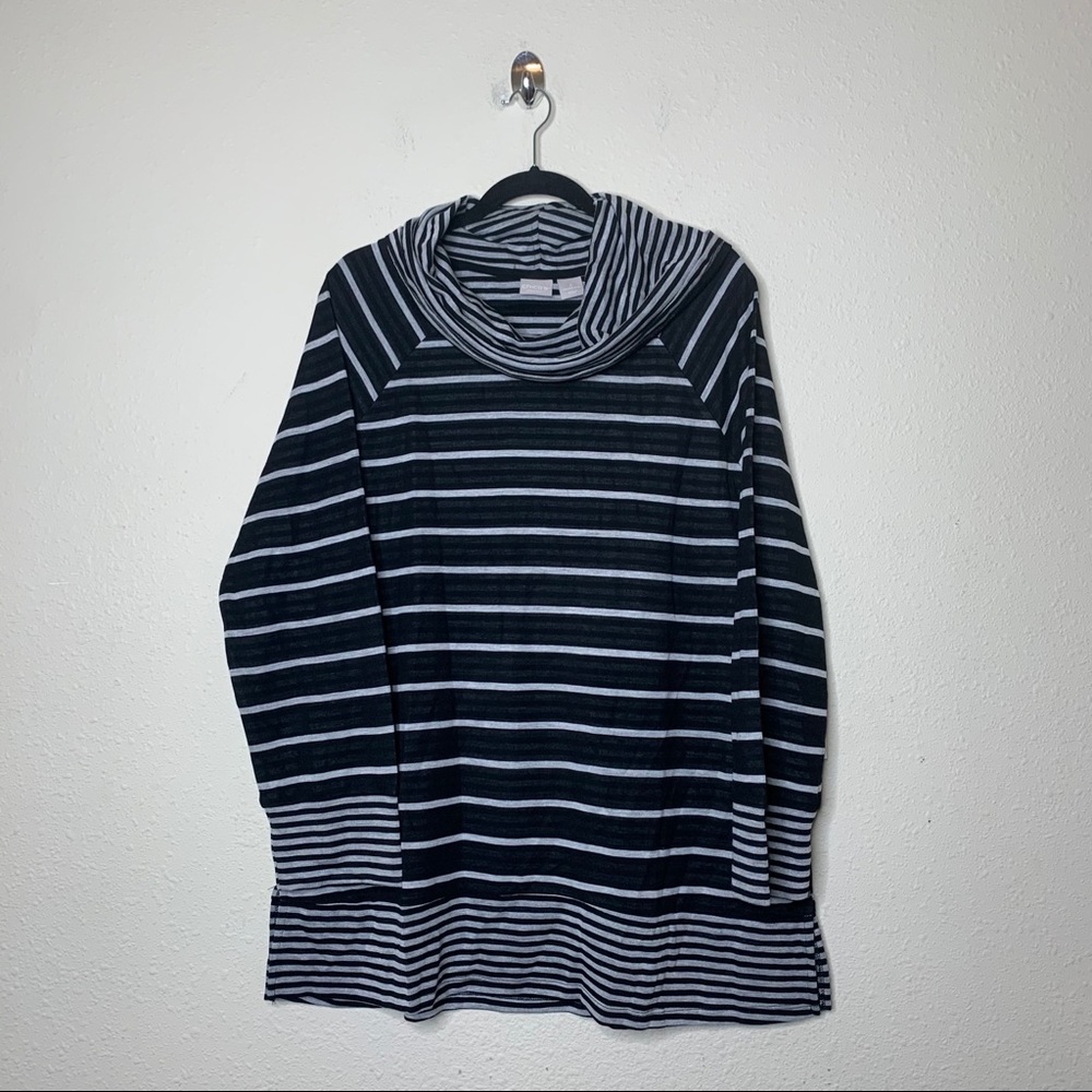 Chico’s Zengery Cowl Neck Striped Tunic Sweater